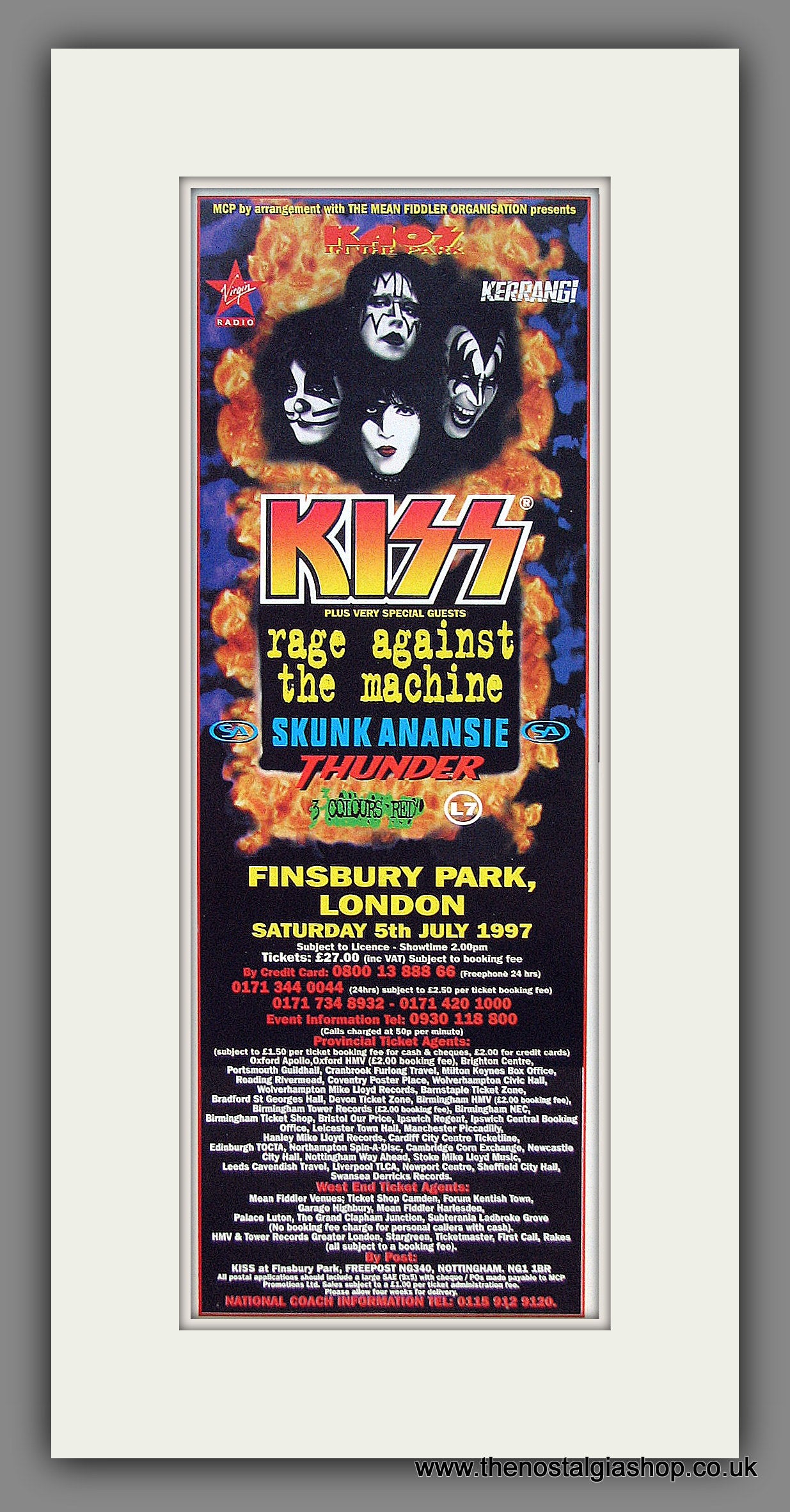 Kiss. Finsbury Park. Original Advert 1997 (ref AD400062)