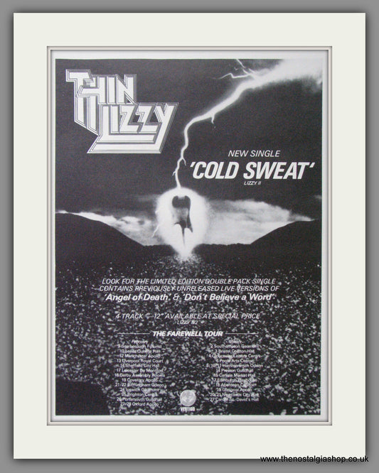 Thin Lizzy, Cold Sweat With Farewell Tour Dates. 1983 Original Advert (ref AD53128)