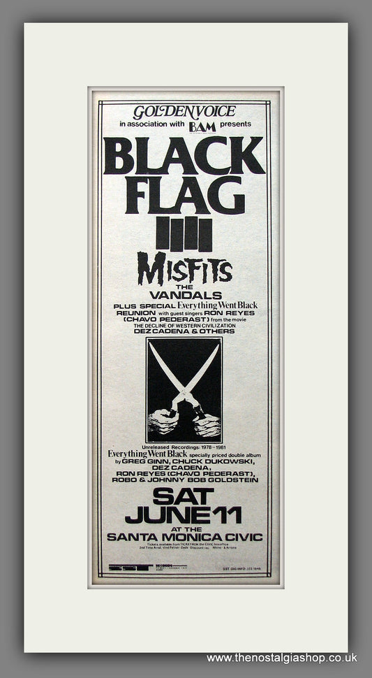 Black Flag & The Misfits. Santa Monica Civic Show. Original Advert 1983 (ref AD200178)