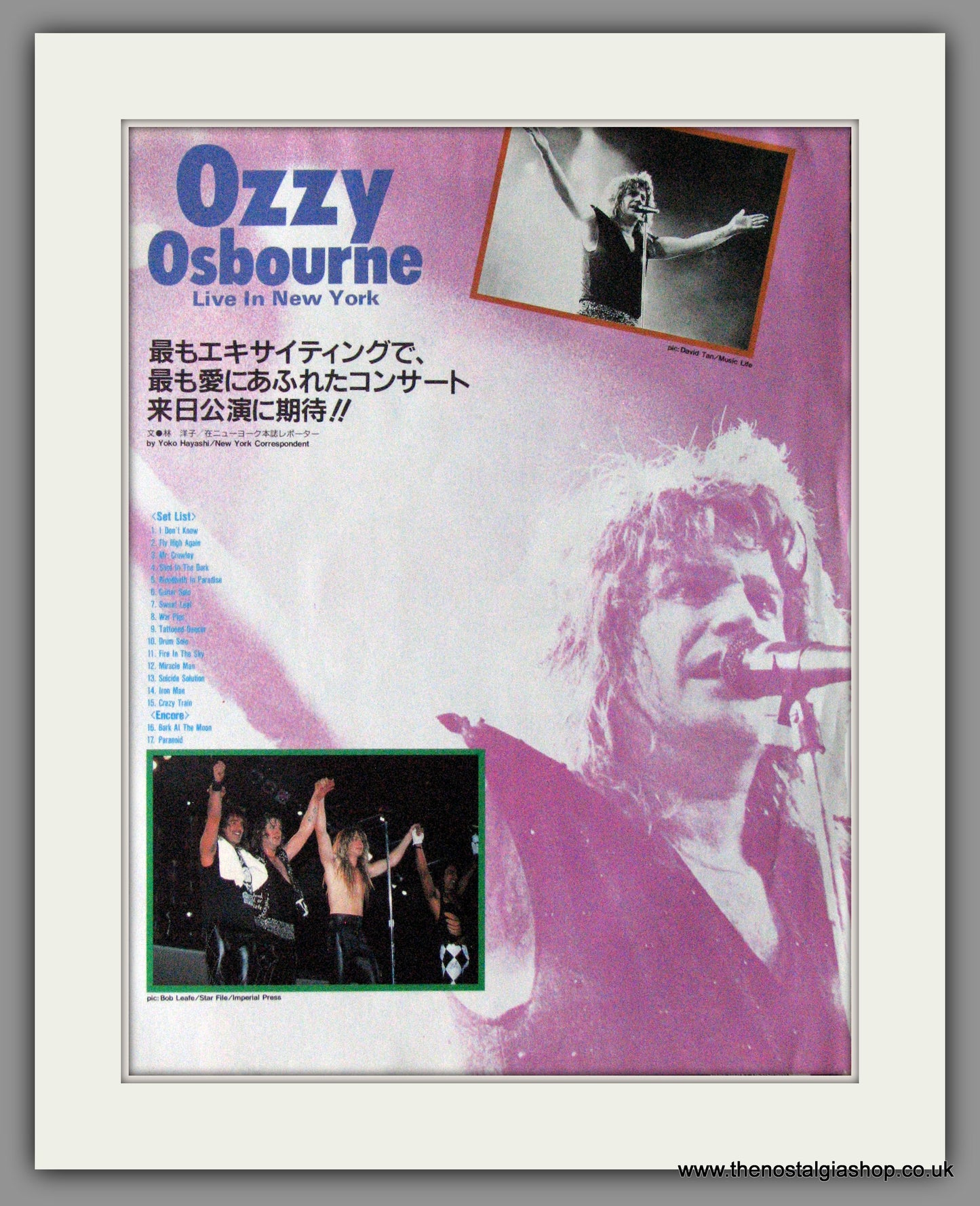 Ozzy Osbourne. Live In New York. 1990's Rare Japanese Original Advert (ref AD52271)
