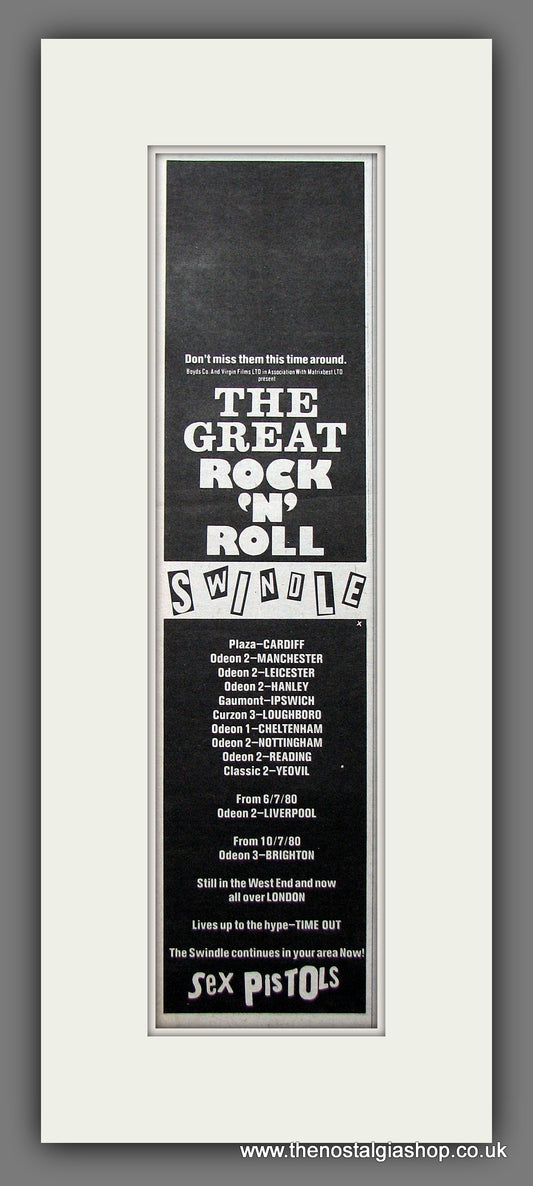 Sex Pistols. The Great Rock 'N' Roll Swindle. Original Advert 1980 (ref AD200220)