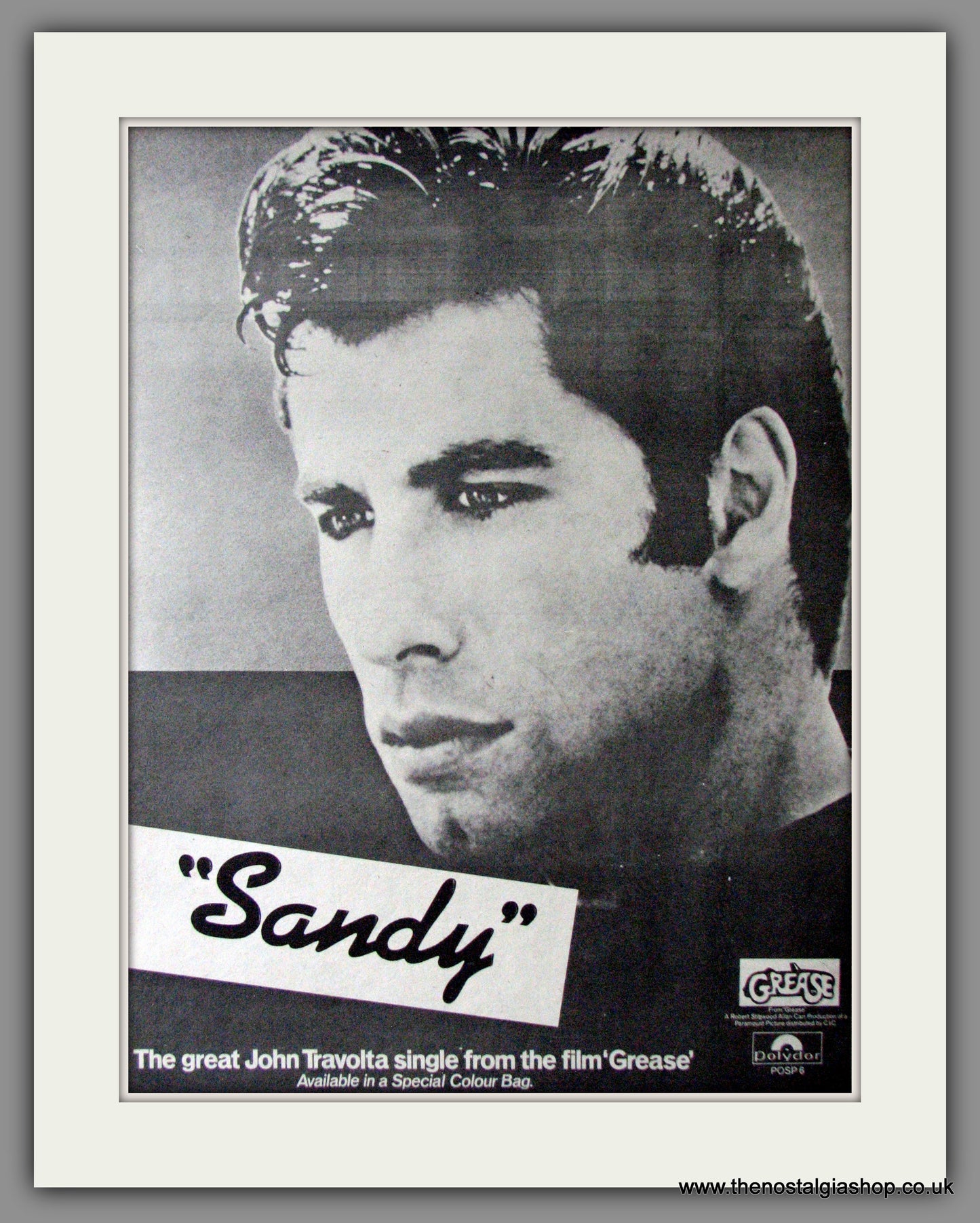 John Travolta. Sandy. Vintage Advert 1978 (ref AD11356)