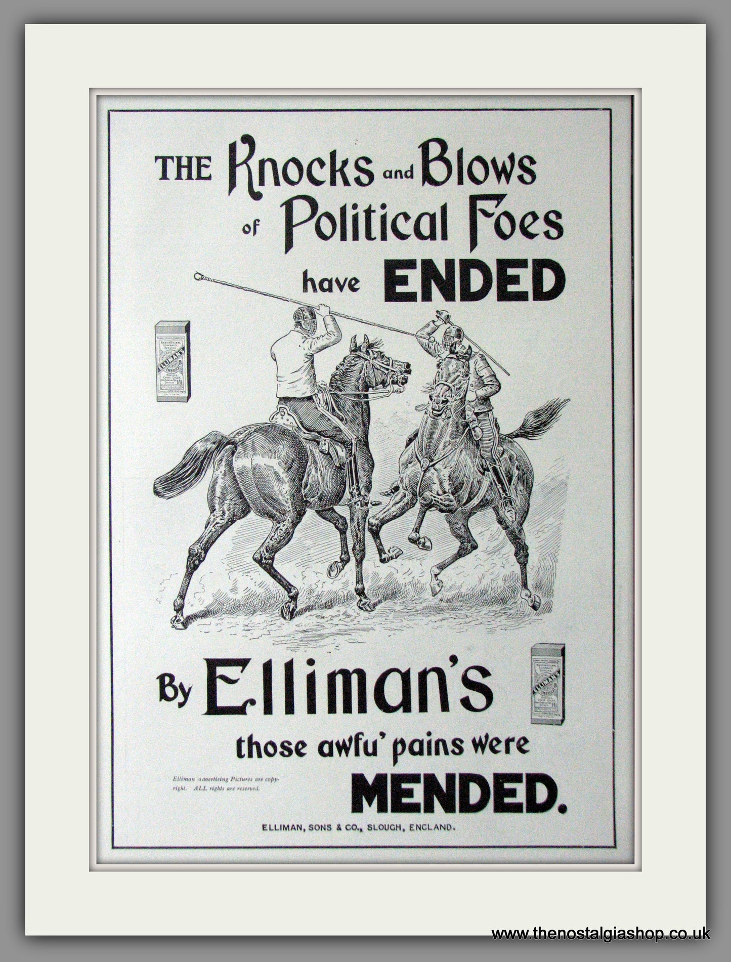 Elliman's Embrocation. Original Advert 1910 (ref AD11447)