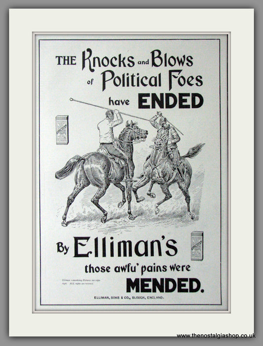 Elliman's Embrocation. Original  Advert 1910 (ref AD11447)