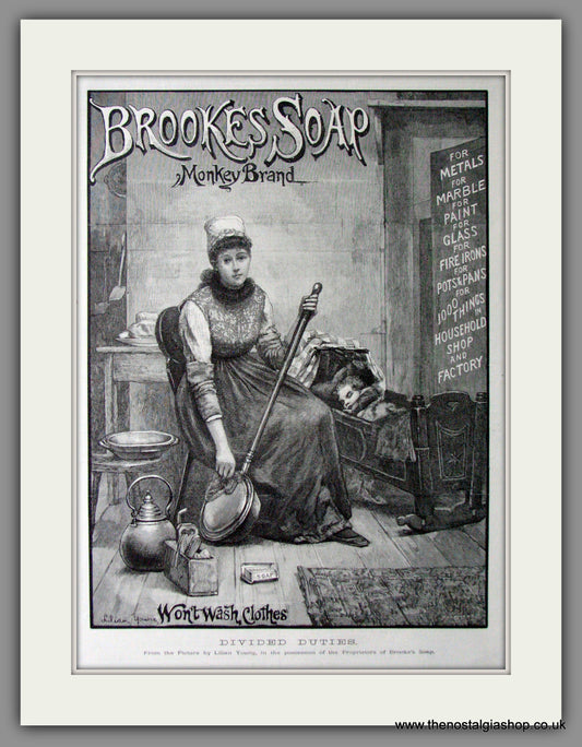 Brookes Soap. Monkey Brand. Original Advert 1890 (ref AD11430)