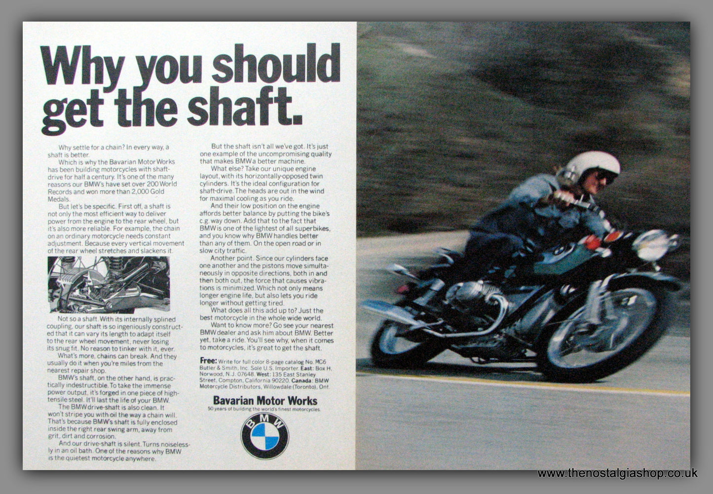 BMW Motorcycle Shafts. Vintage Advert 1973 (ref AD51526)