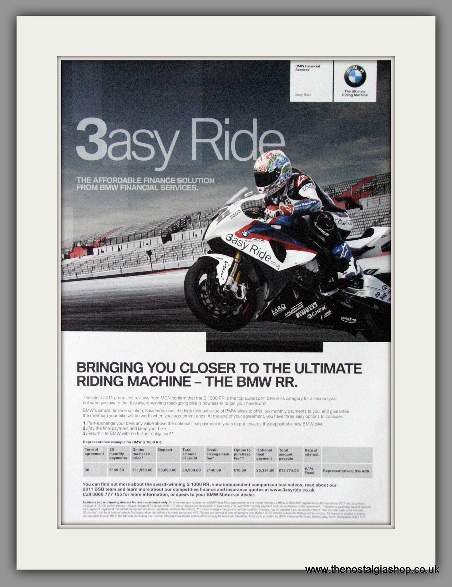 BMW RR Motorcycle. 2011 Original Advert (ref AD51539)