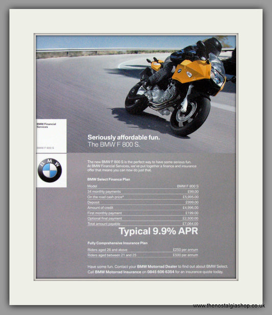 BMW F 800 S  Motorcycle. 2006 Original Advert (ref AD51541)