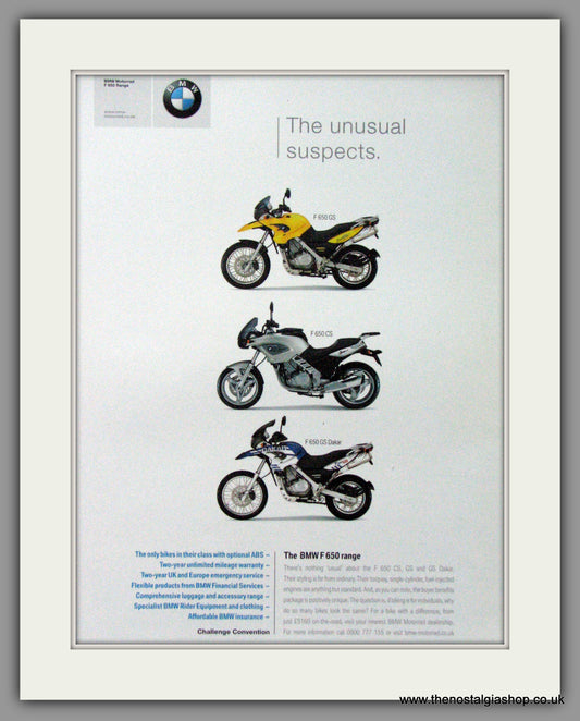 BMW F650 Range of Motorcycles. 2004 Original Advert (ref AD51571)