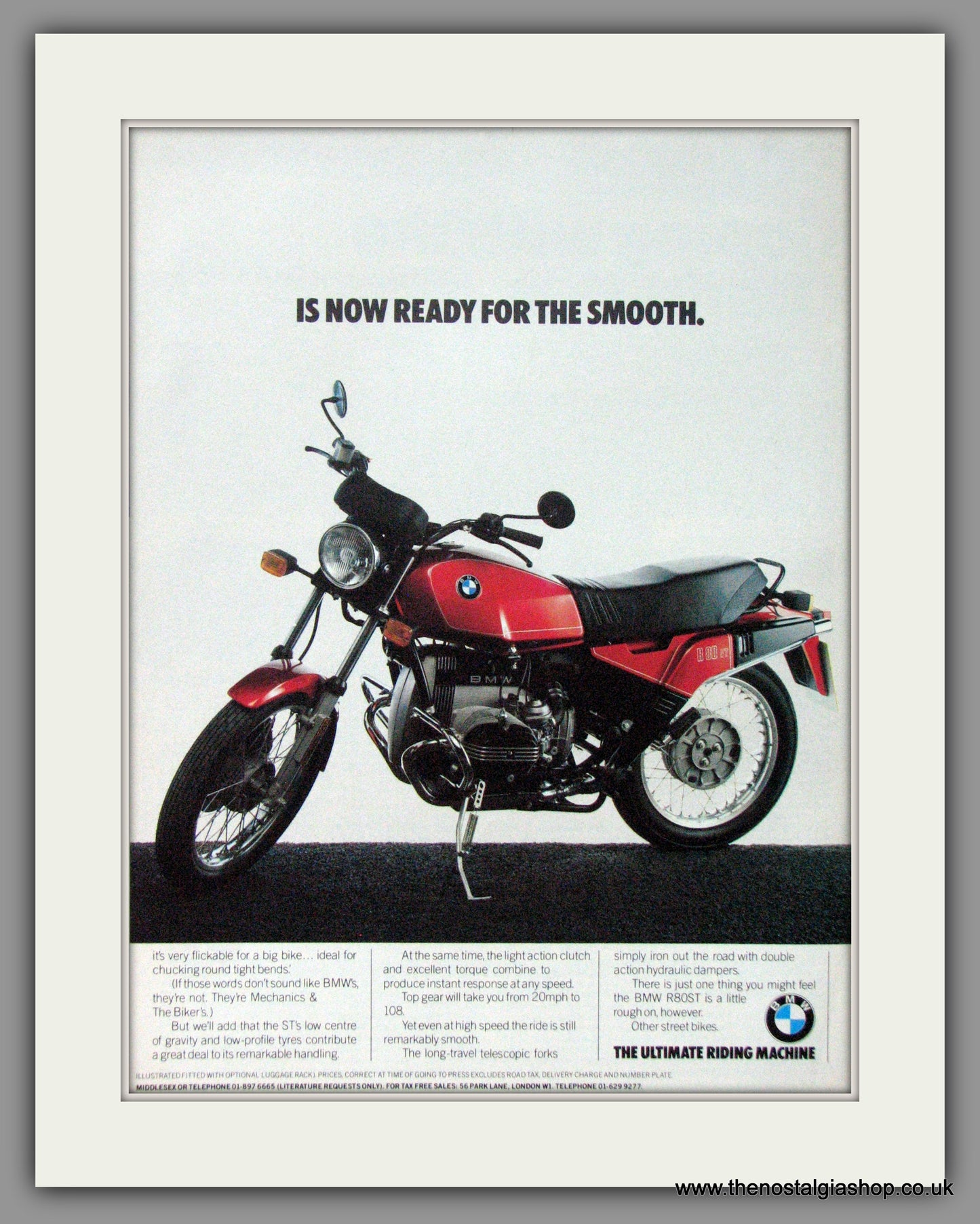 BMW R80ST Motorcycle. 1983 Original Double Advert (ref AD51591)