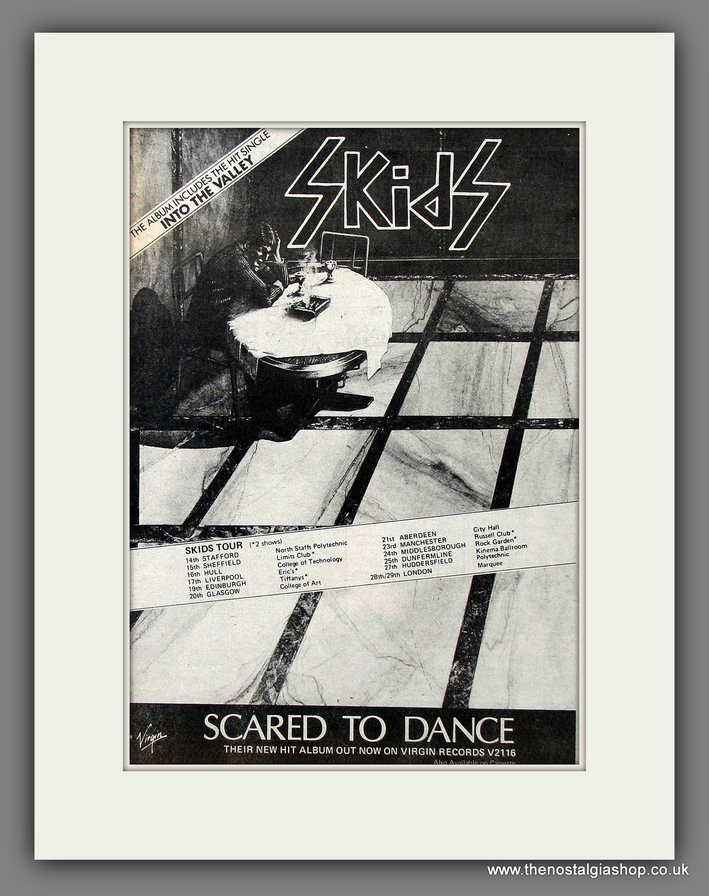 Skids Tour Scared To Dance. Original Vintage Advert 1979 (ref AD56385)