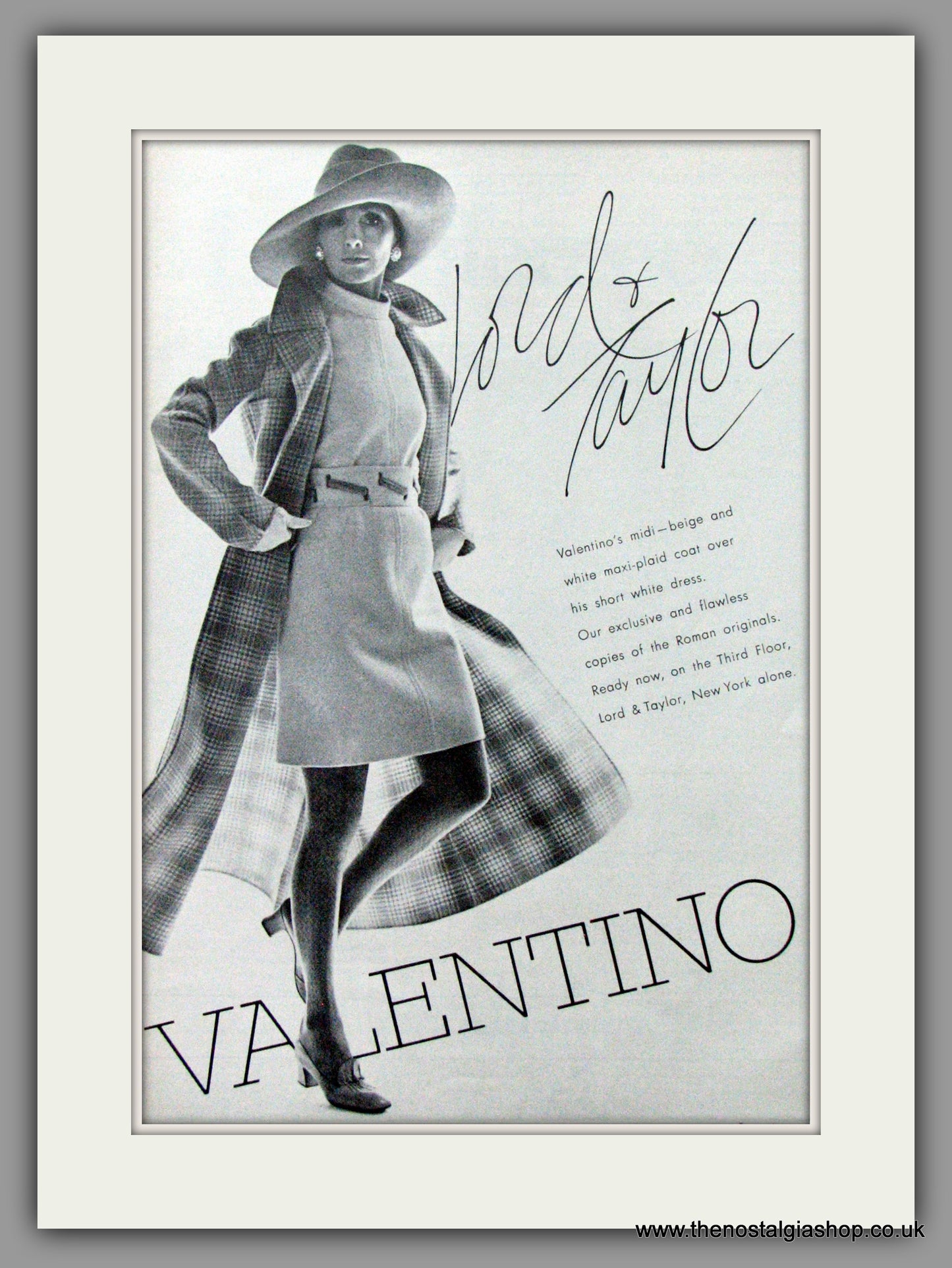 Valentino. Maxi-Plaid Coat. New York. Original Advert 1970 (ref AD51664)