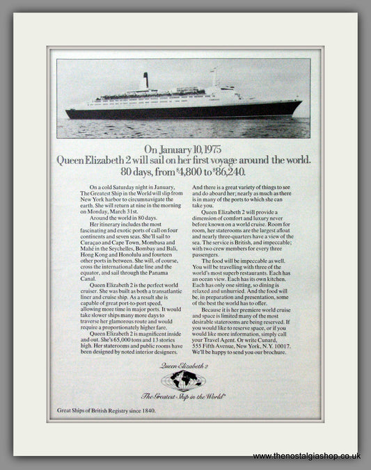 QE2 Maiden Voyage. Original Advert 1973 (ref AD51720)