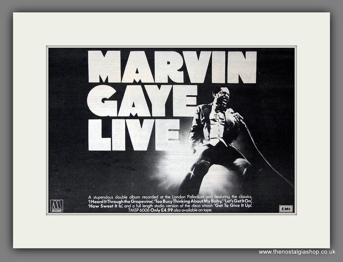 Marvin Gaye Live. Original Vintage Advert 1977 (ref AD56442)