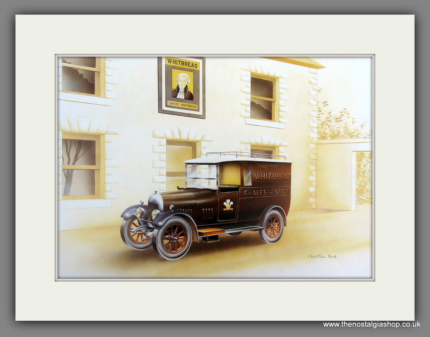 Whitbread Ales and Stout. Morris Van 1920's. Mounted print