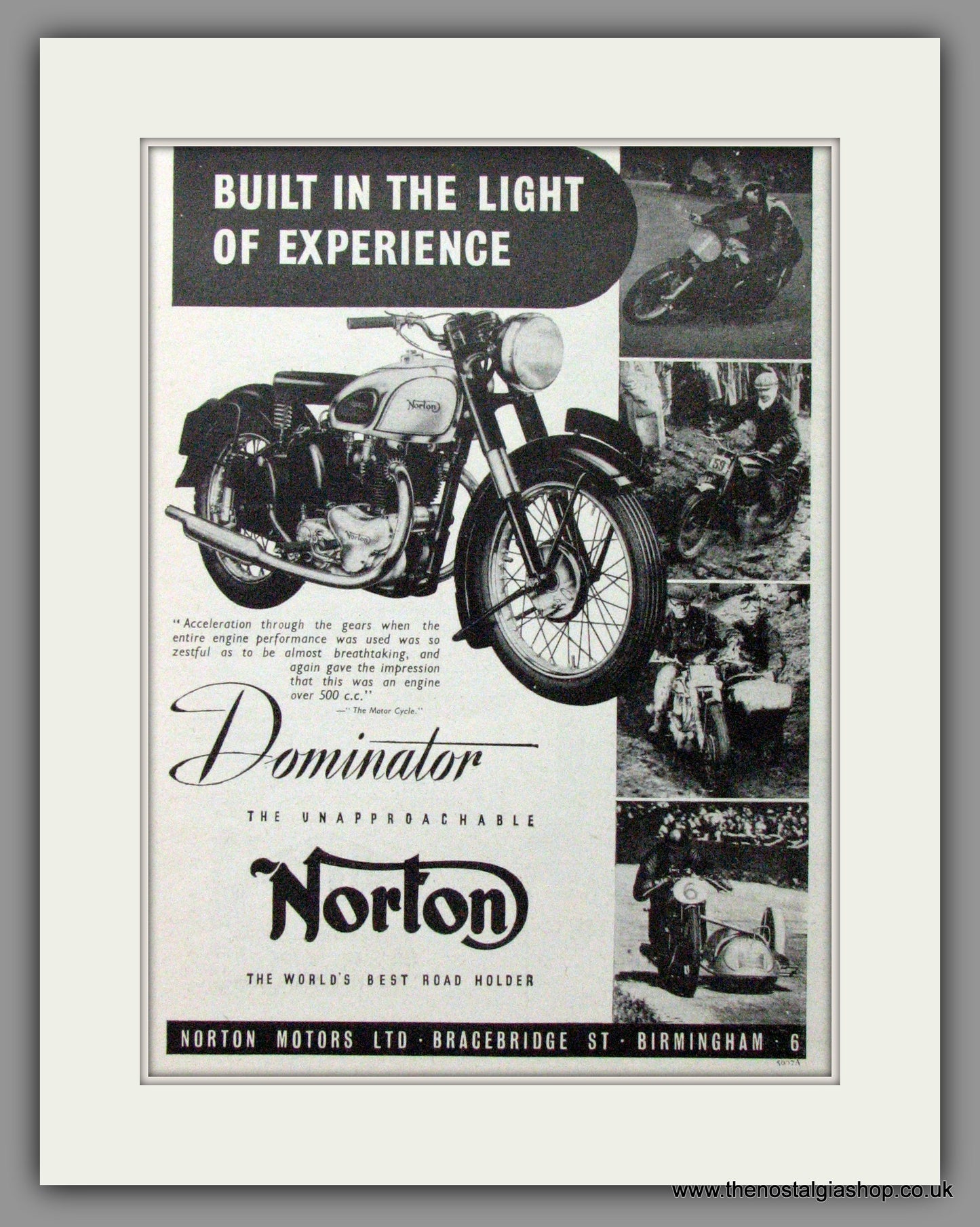 Norton Dominator. Original Advert 1950 (ref AD51914)