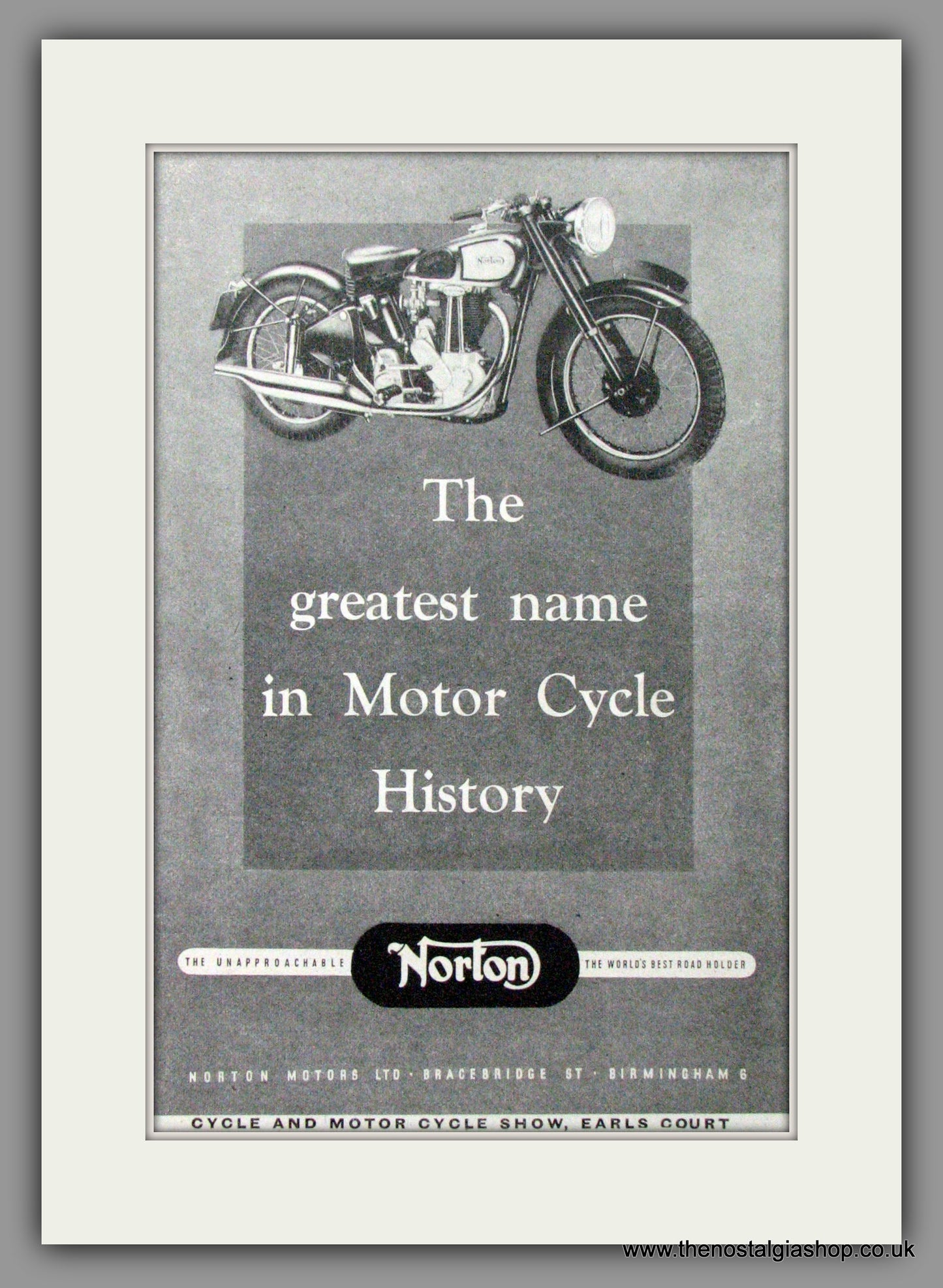 Norton Motorcycles at Earls Court. Original Advert 1949 (ref AD51915)