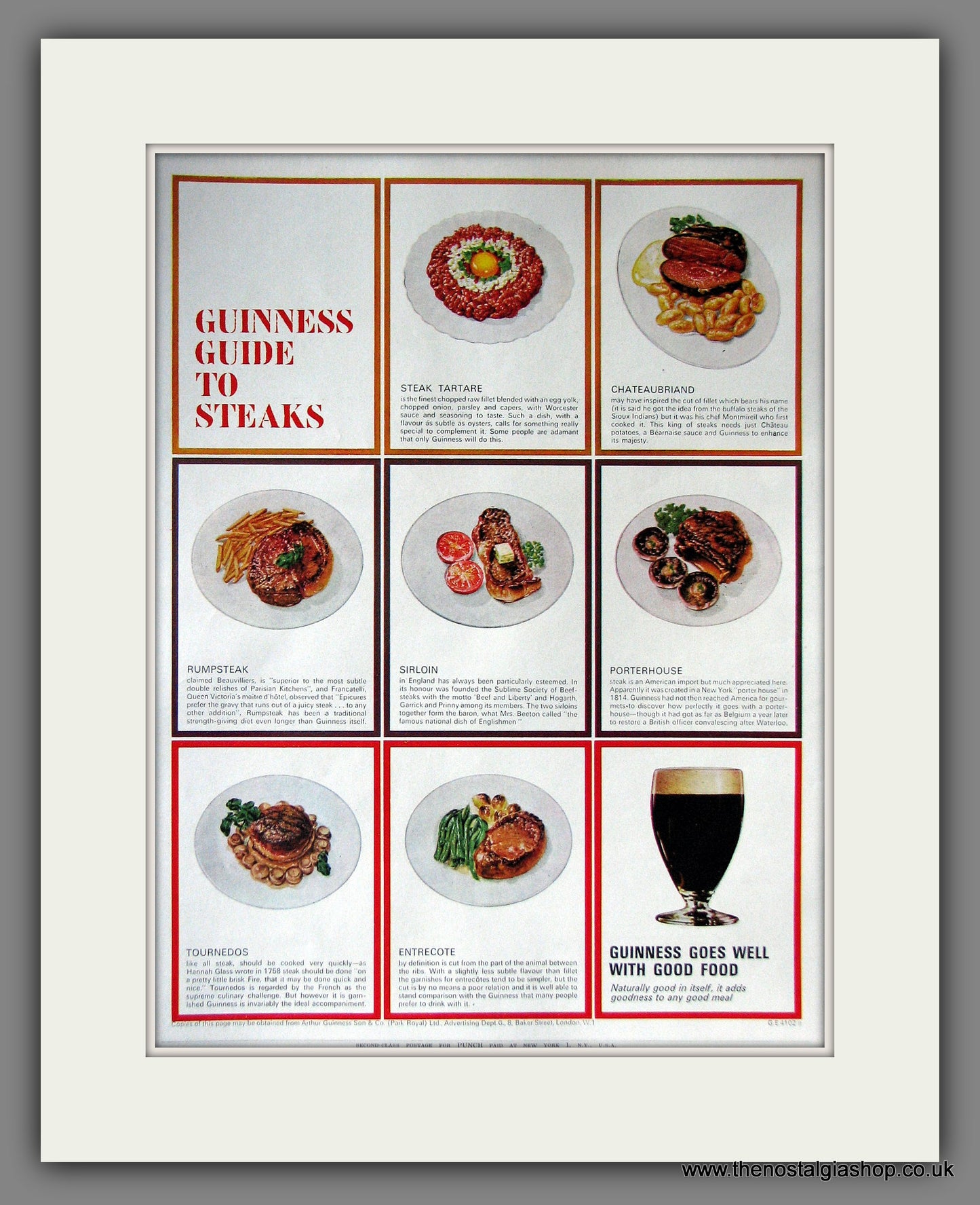 Guinness Guide To Steaks. 1965 Original Advert (ref AD56322)