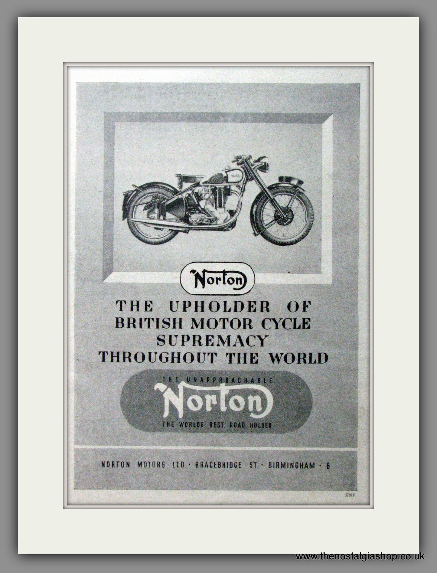 Norton British Supremacy. Original Advert 1950 (ref AD51930)