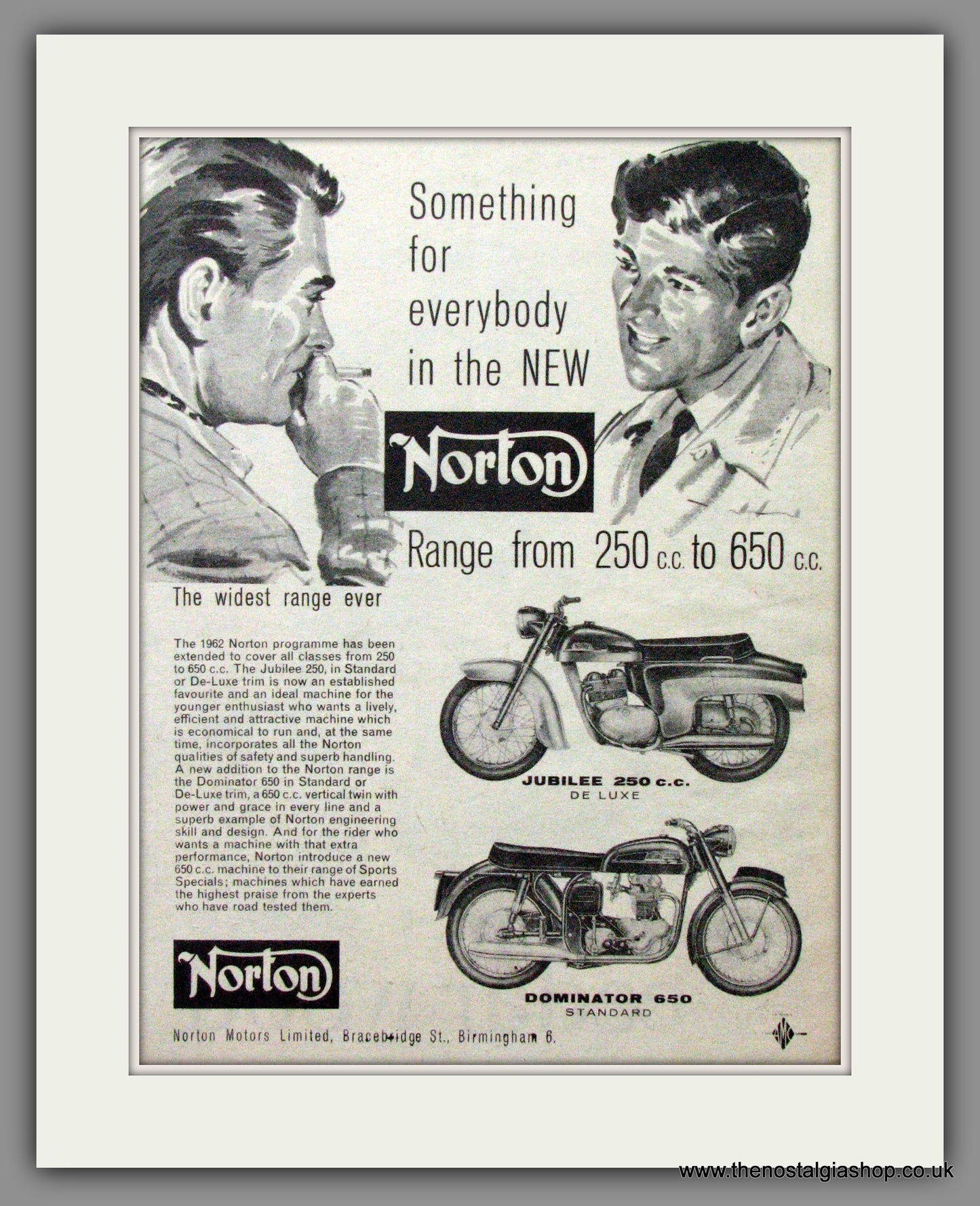 Norton Jubilee 250cc & Dominator 650. Original Advert 1961 (ref AD51942)