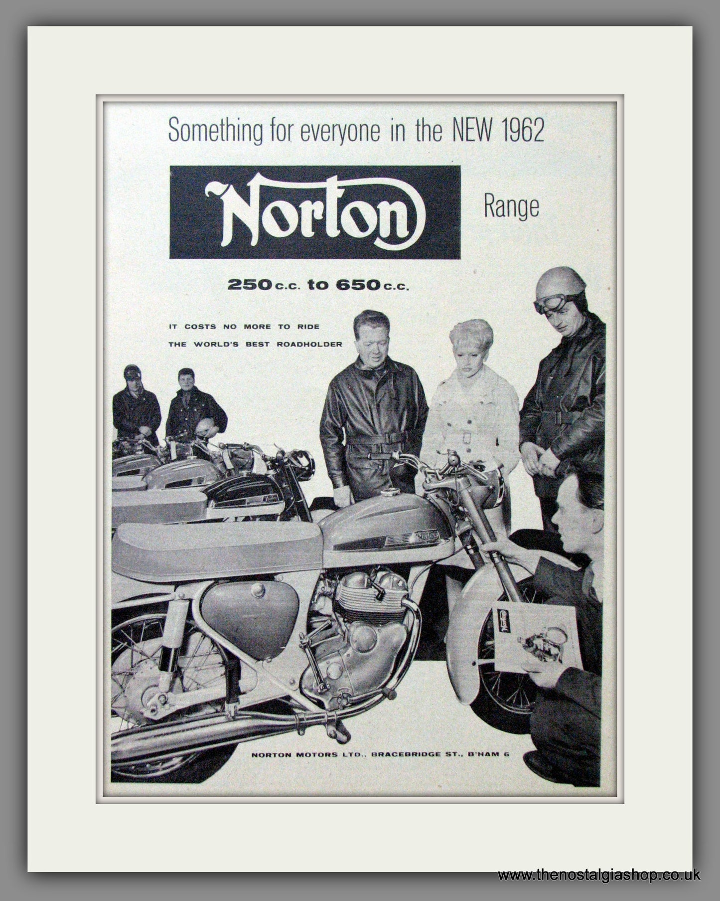 Norton Bike Range for '62. 250cc to 650cc . Original Advert 1962 (ref AD51946)