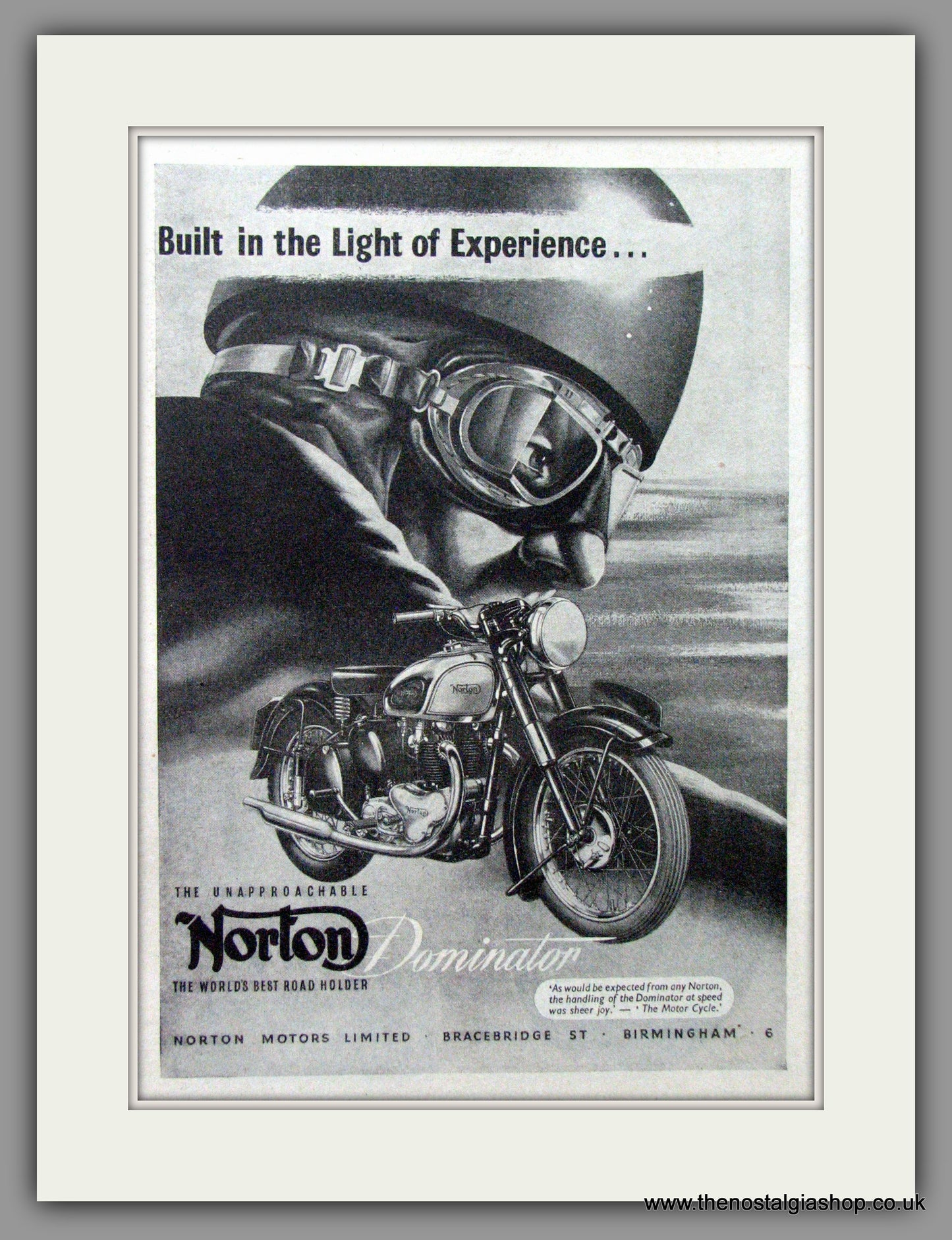 Norton Dominator. Original Advert 1952 (ref AD51972)