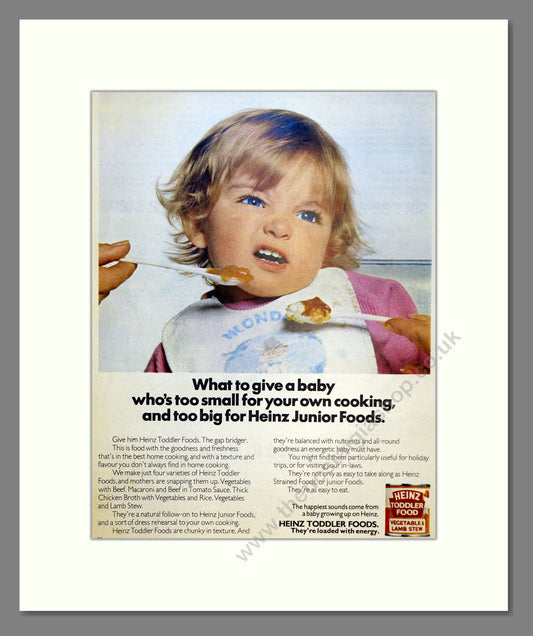 Heinz Toddler Foods. Vintage Advert 1972 (ref AD301490)