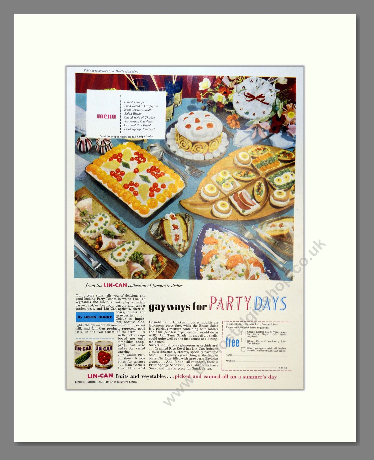 Lin-Can Vegetables. Vintage Advert 1955 (ref AD301512)