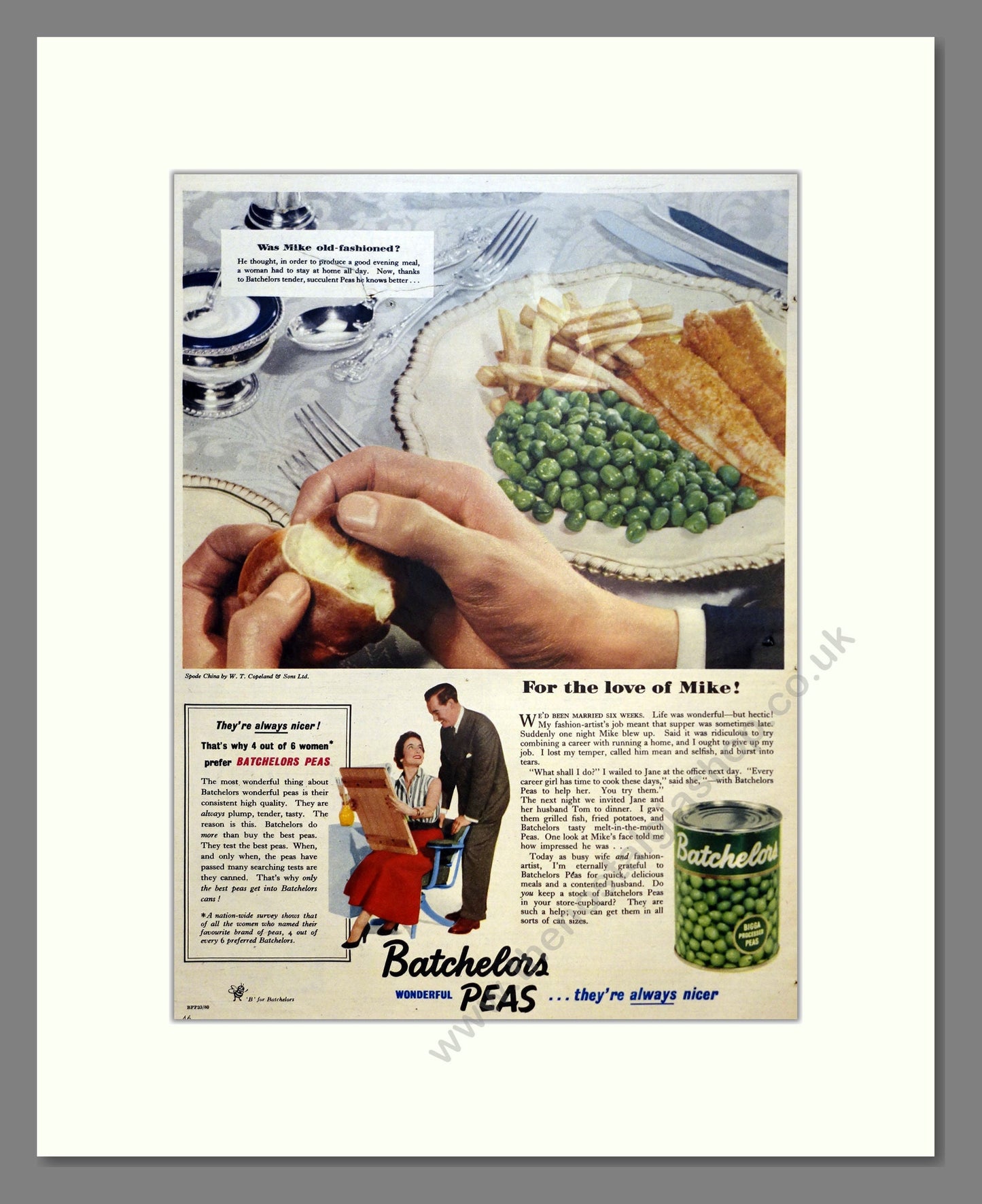 Batchelors Peas. Vintage Advert 1954 (ref AD301526)