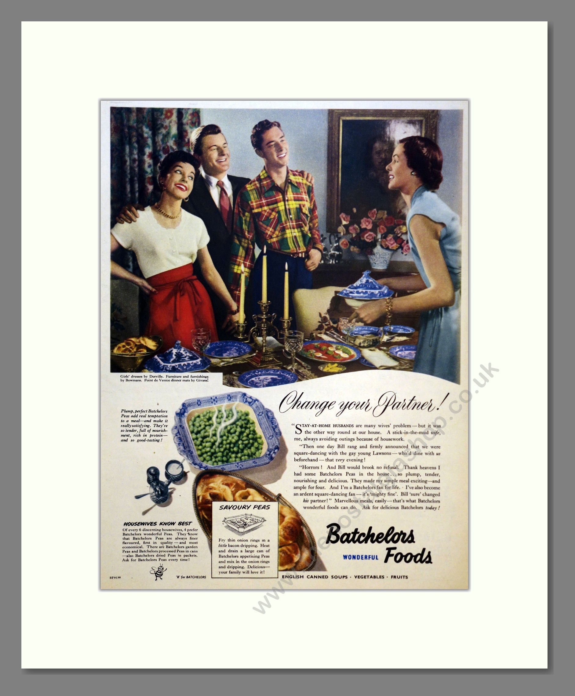 Batchelors Foods. Vintage Advert 1953 (ref AD301538)