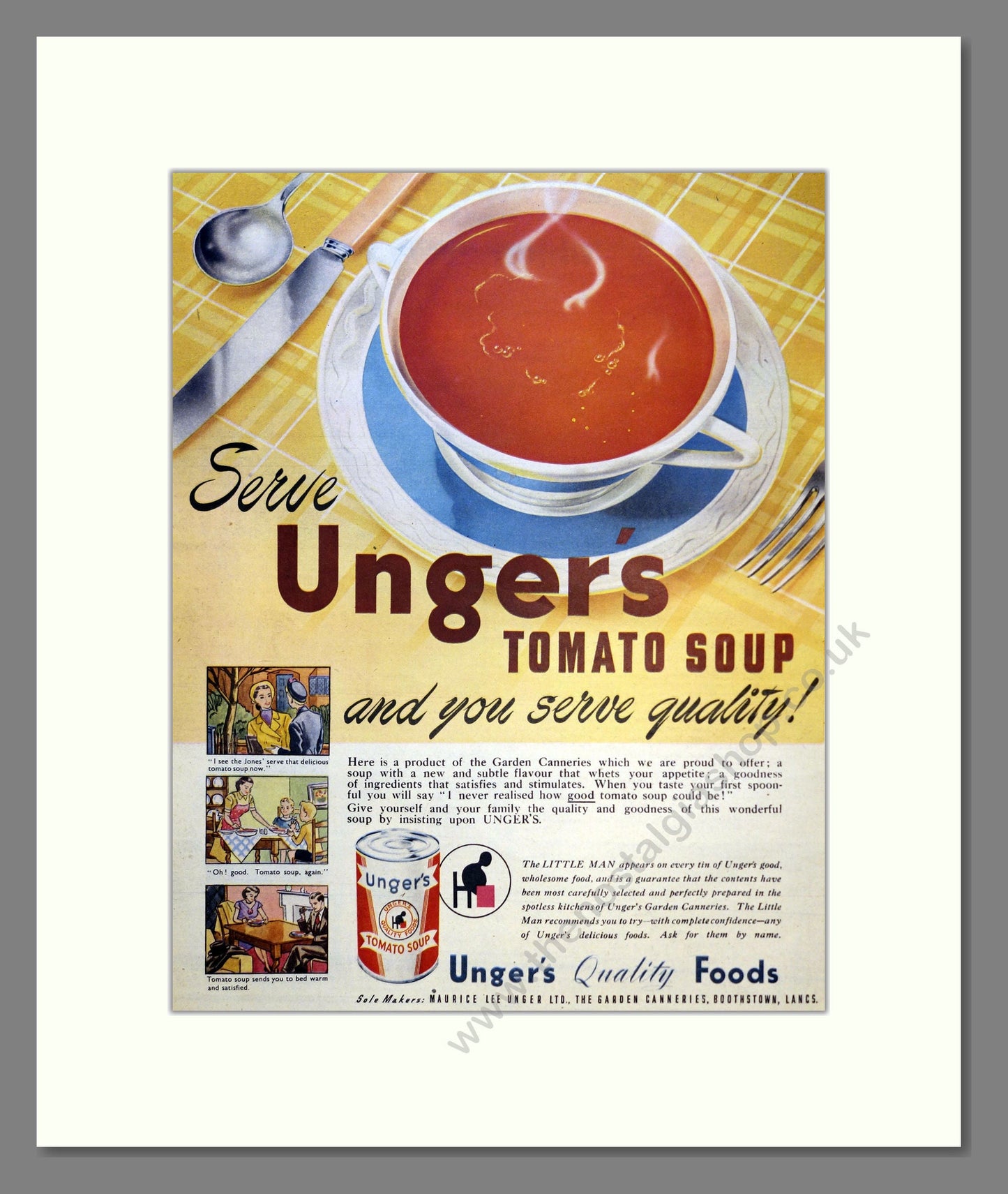 Unger's Tomato Soup. Vintage Advert 1949 (ref AD301572)