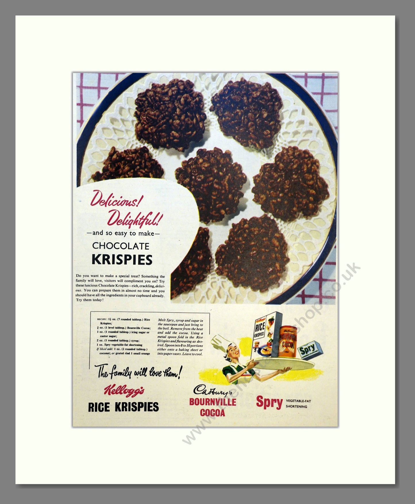 Kellogg's Rice Krispies. Vintage Advert 1955 (ref AD301585)