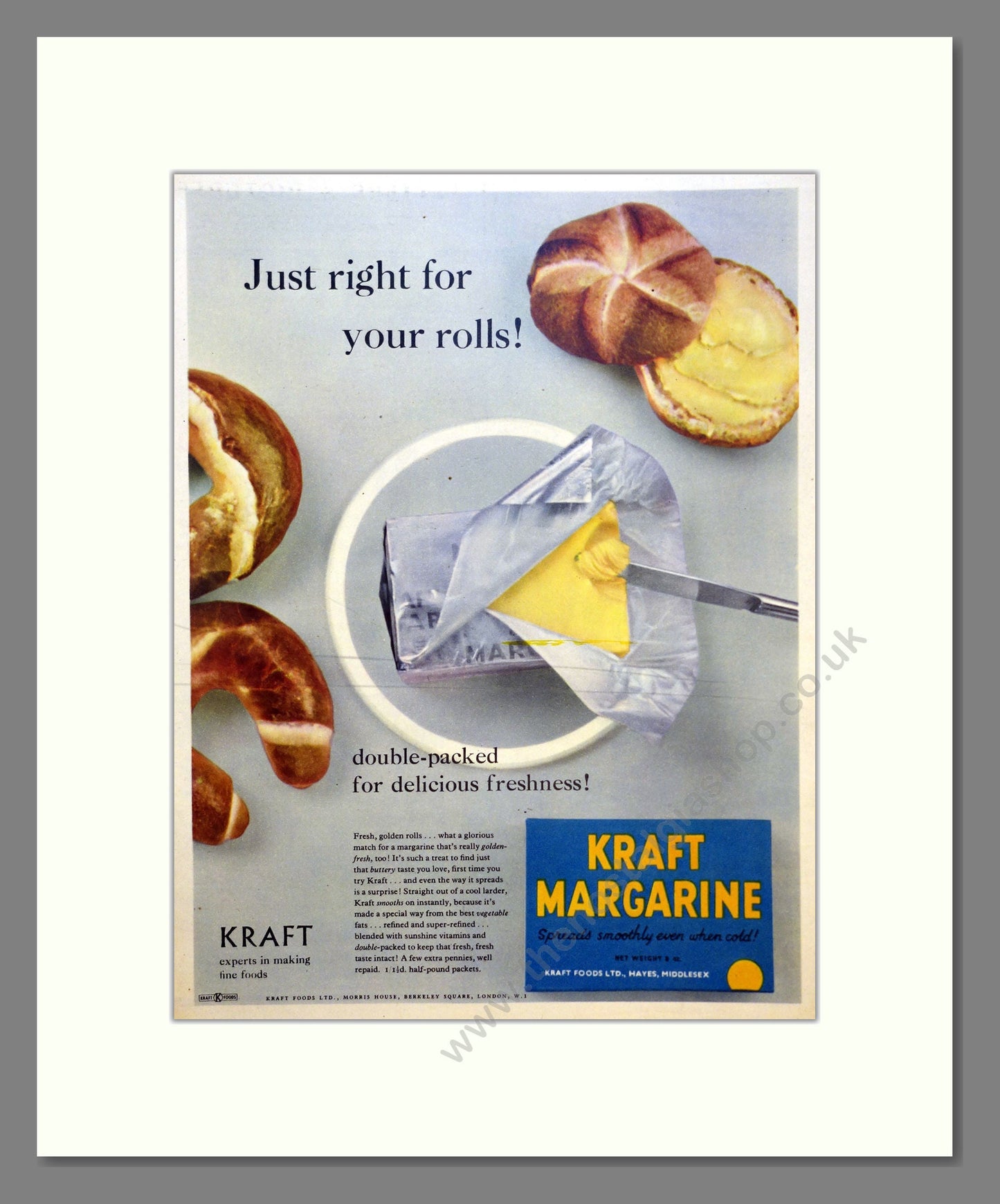 Kraft Margarine. Vintage Advert 1955 (ref AD301603)
