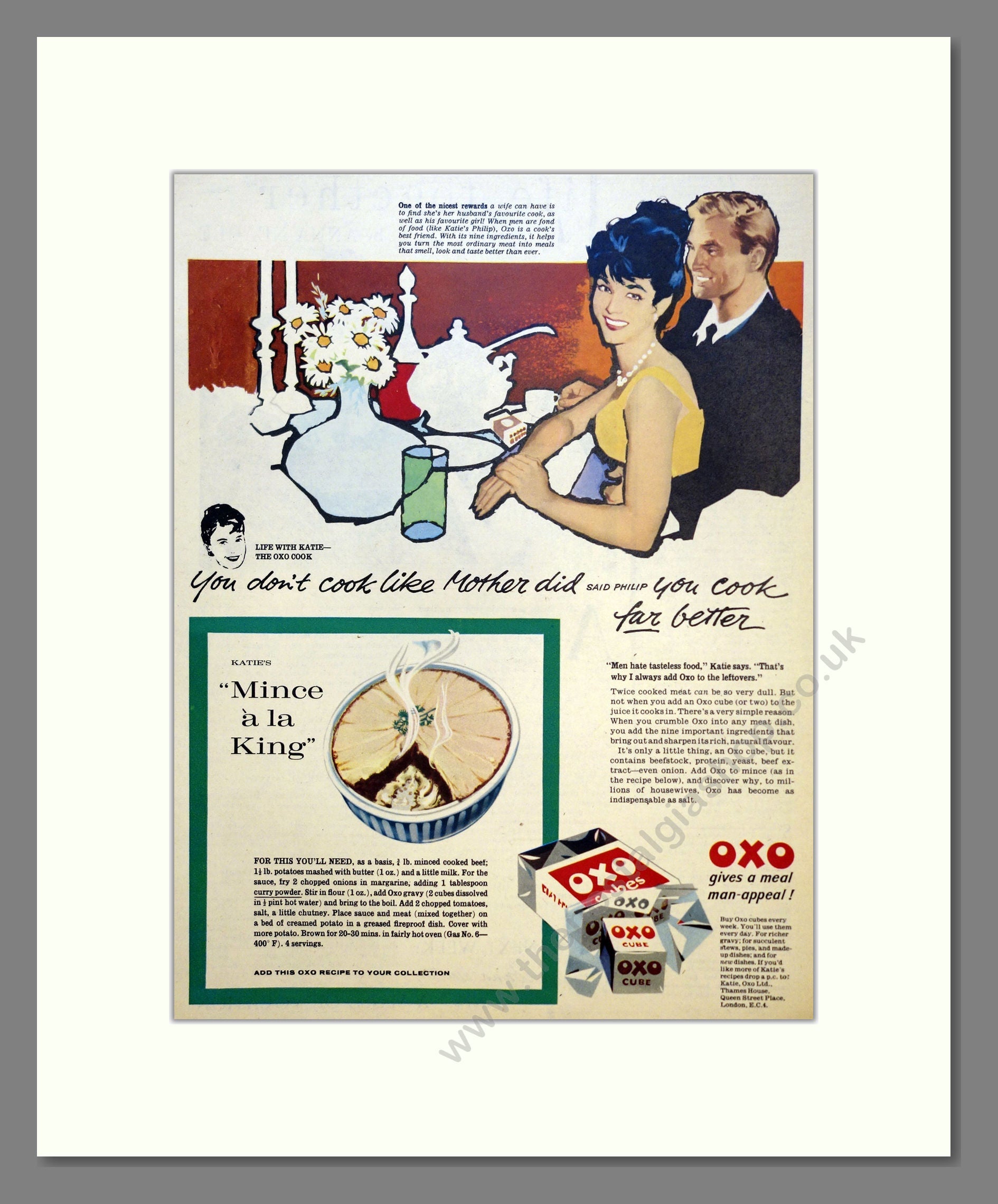 Vintage OXO Retro Advert Metal Wall Sign - 1928 Kitchen Poster Plaque (6x8 Inch)