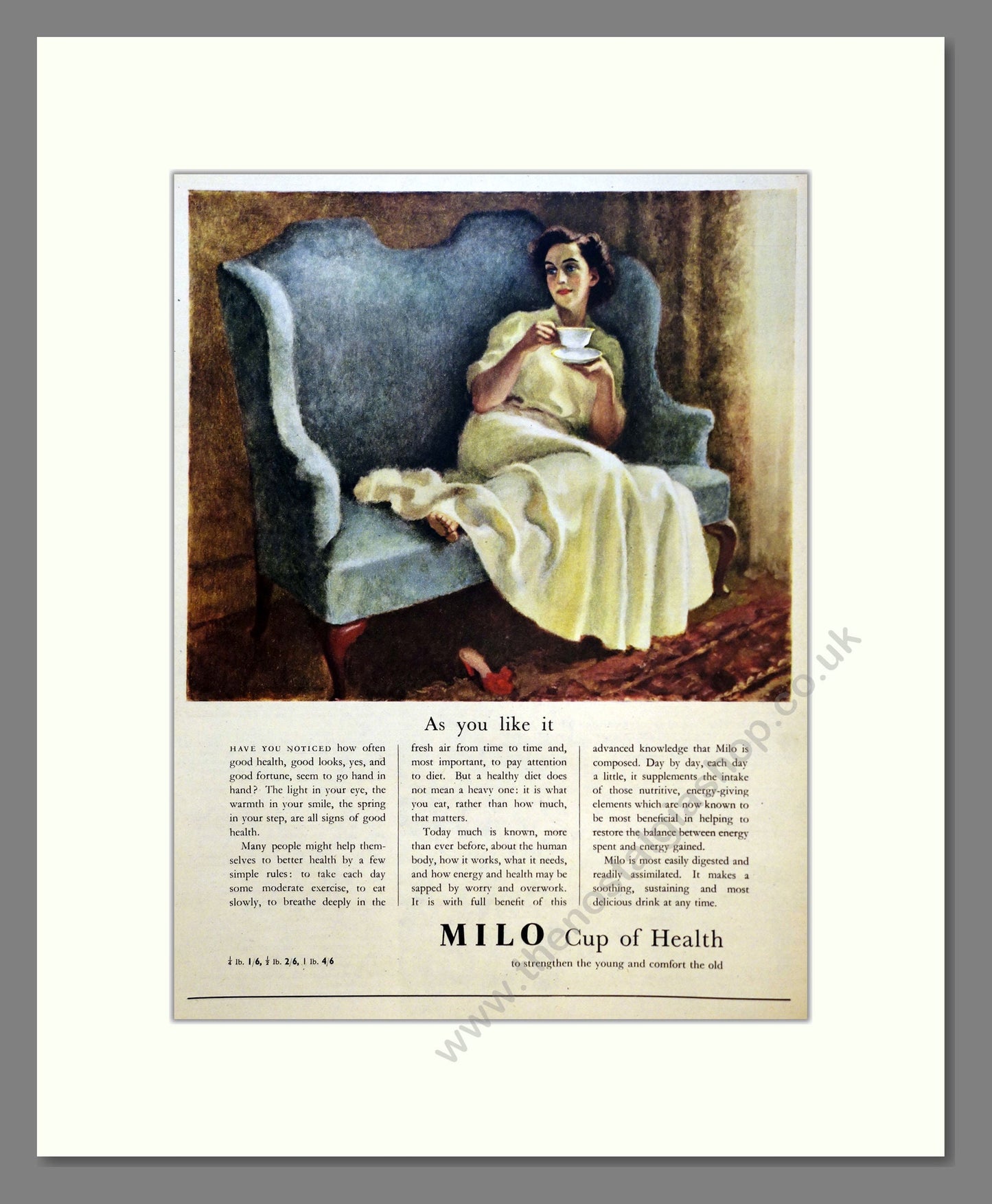 Milo Cup of Health . Vintage Advert 1952 (ref AD301639)