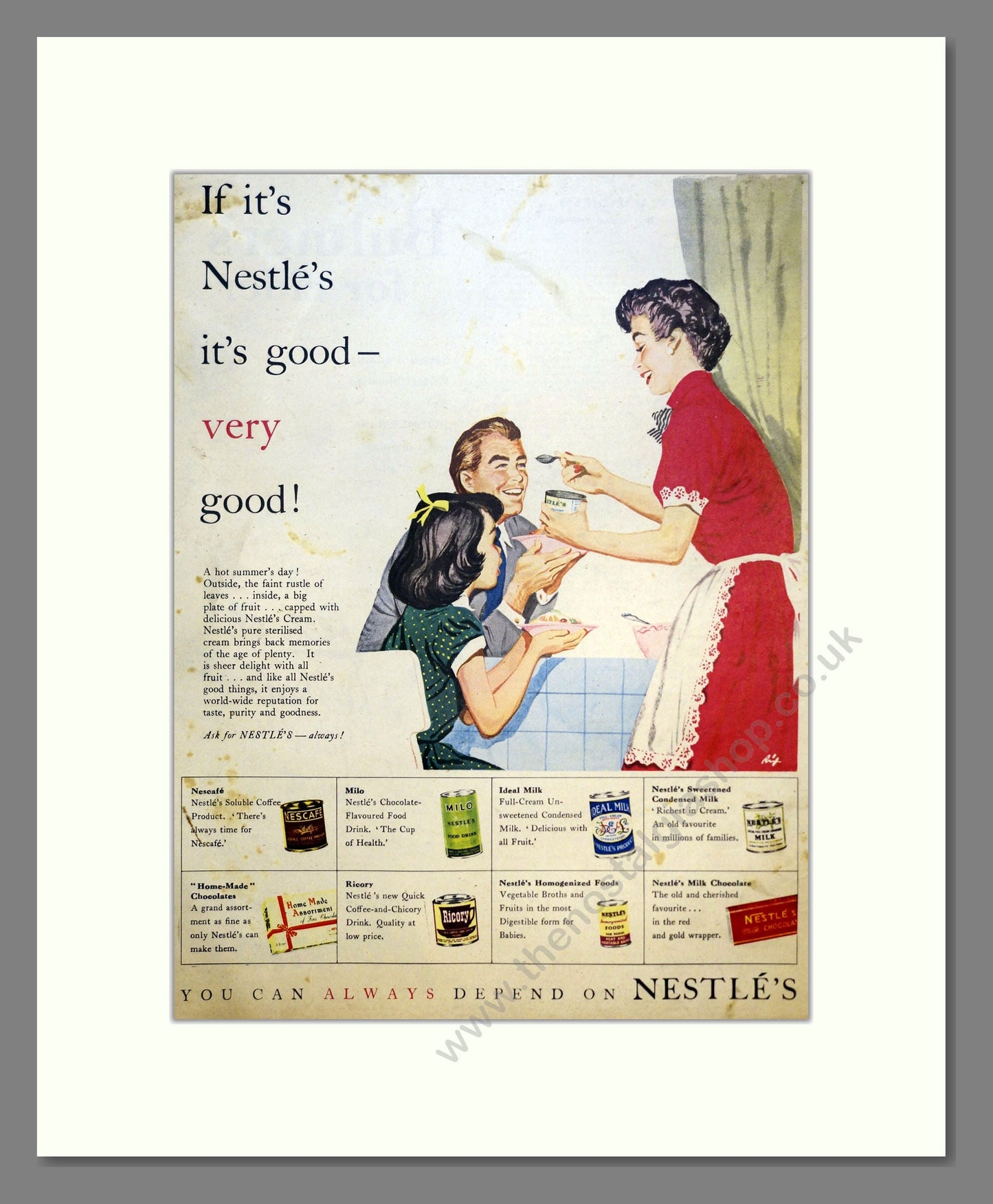 Nestle's Foods. Vintage Advert 1953 (ref AD301676)