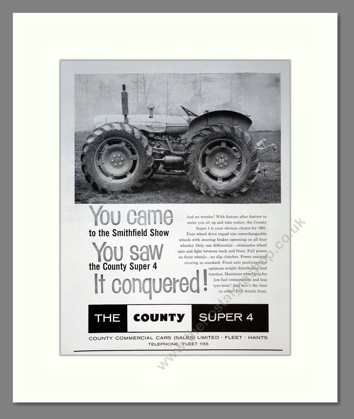 County Super 4 Tractor. Vintage Advert (ref AD301796)