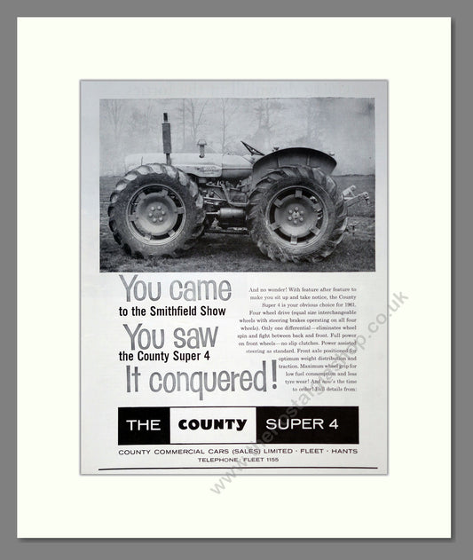 County Super 4 Tractor. Vintage Advert (ref AD301796)
