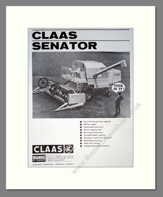 Claas Senator. Vintage Advert (ref AD301817)
