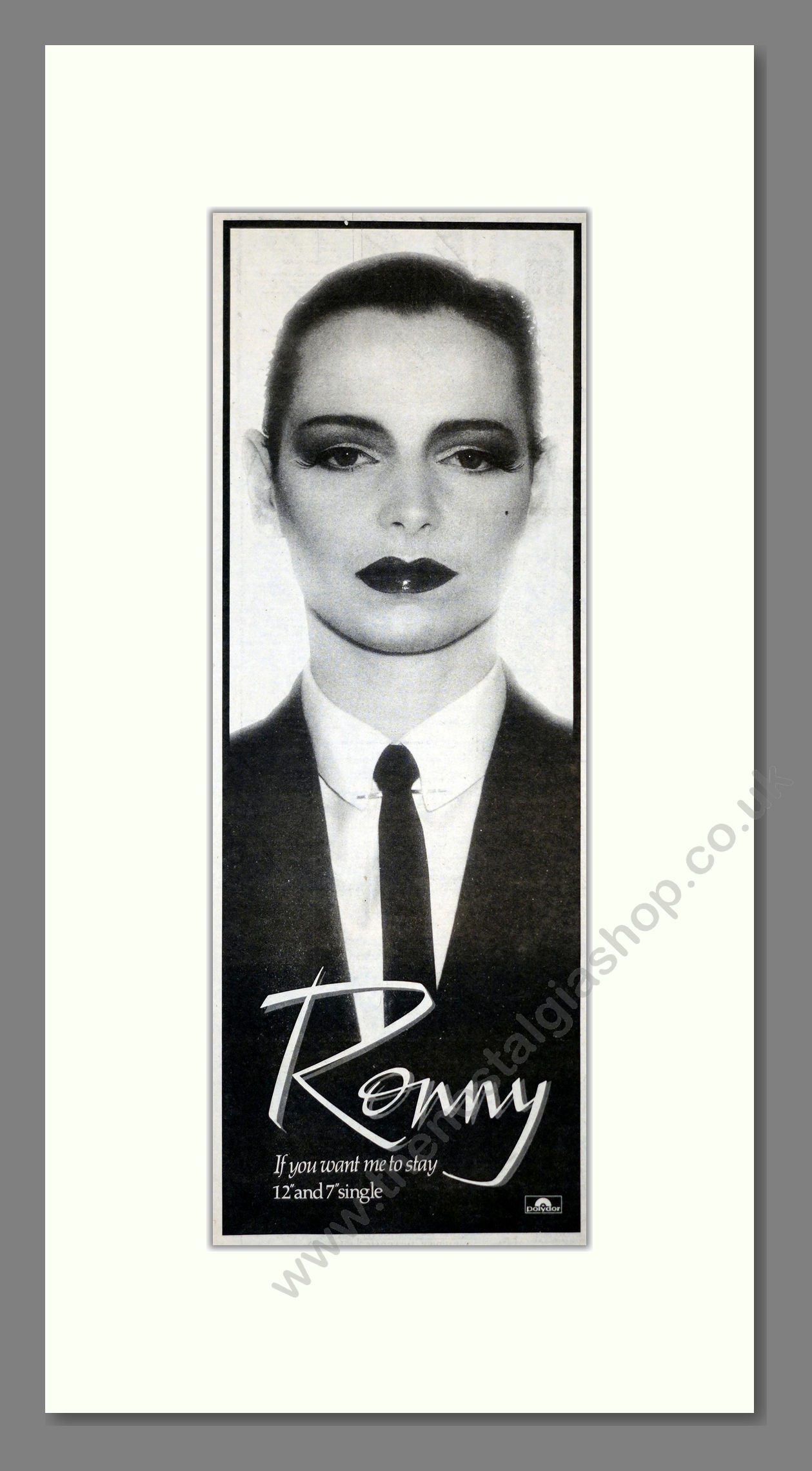 Ronny - If You Want Me To Stay. Vintage Advert 1981 (ref AD201114)