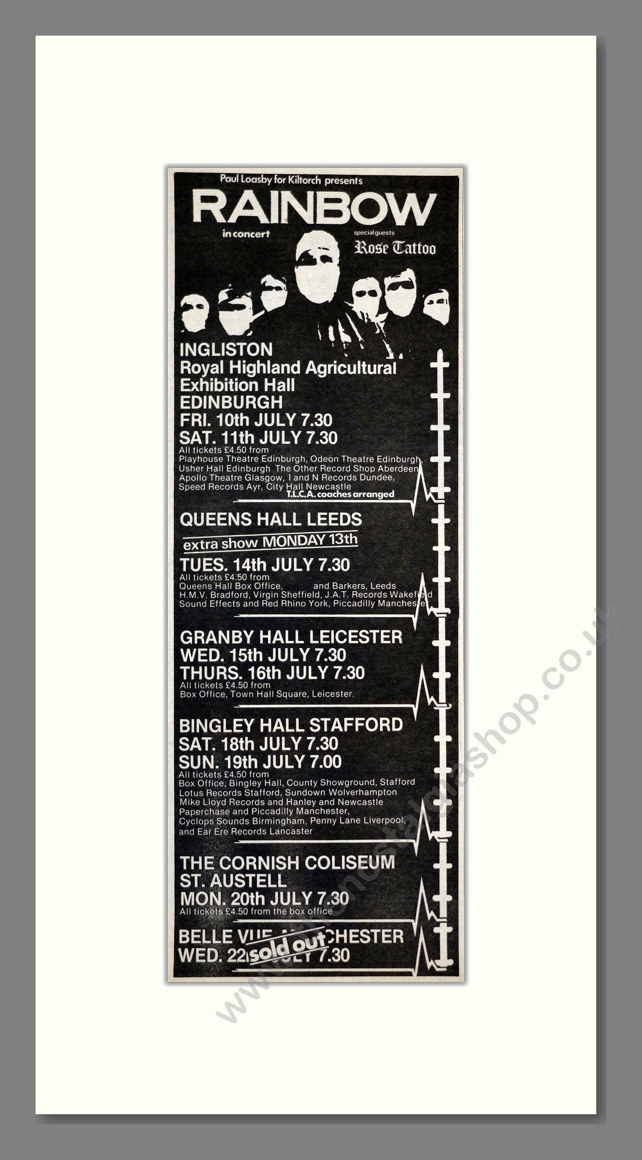 Rainbow - UK Tour. Vintage Advert 1981 (ref AD201116)
