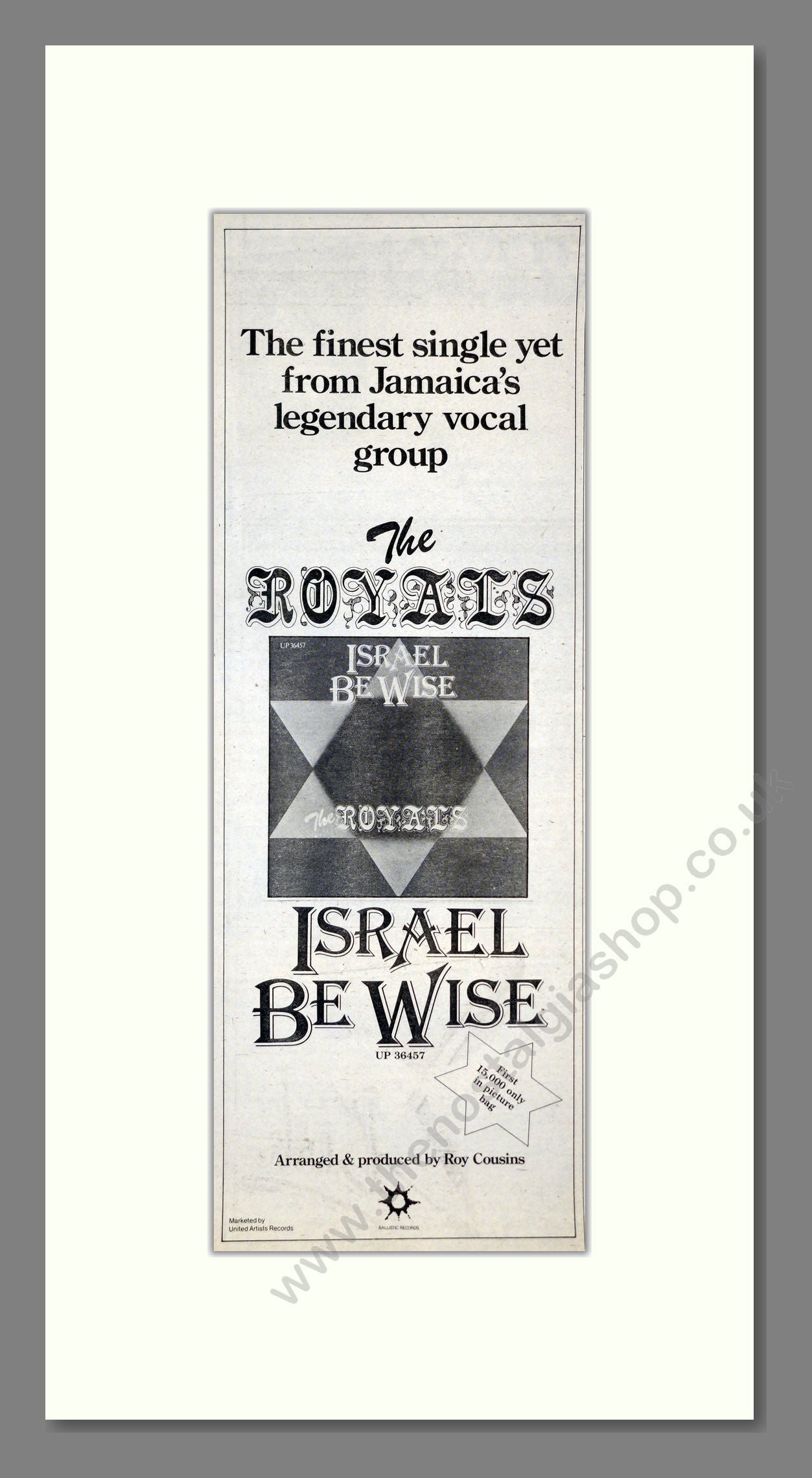 Royals (The) - Israel Be Wise. Vintage Advert 1978 (ref AD201133)