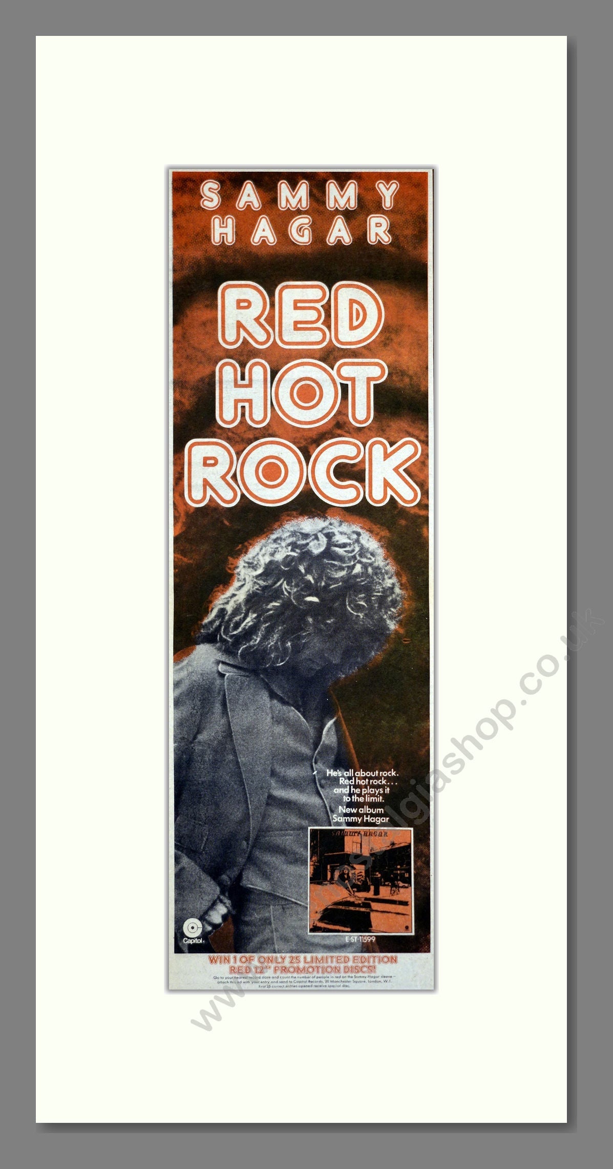 Sammy Hagar - Red Hot Rock. Vintage Advert 1977 (ref AD201171)