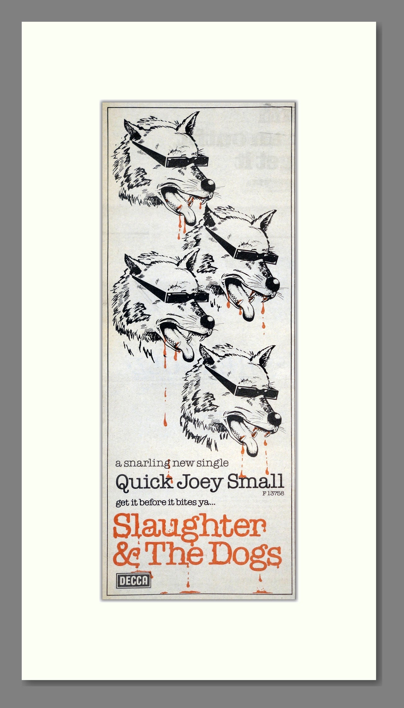 Slaughter And The Dogs - Quick Joey Small. Vintage Advert 1978 (ref AD201177)