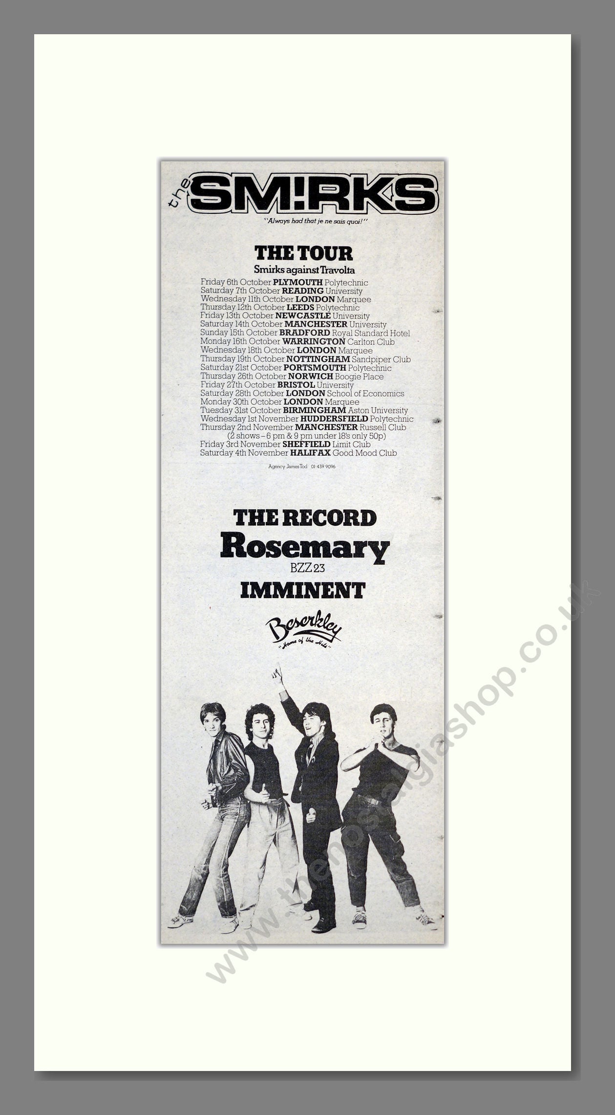 Smirks (The) - UK Tour. Vintage Advert 1979 (ref AD201184)