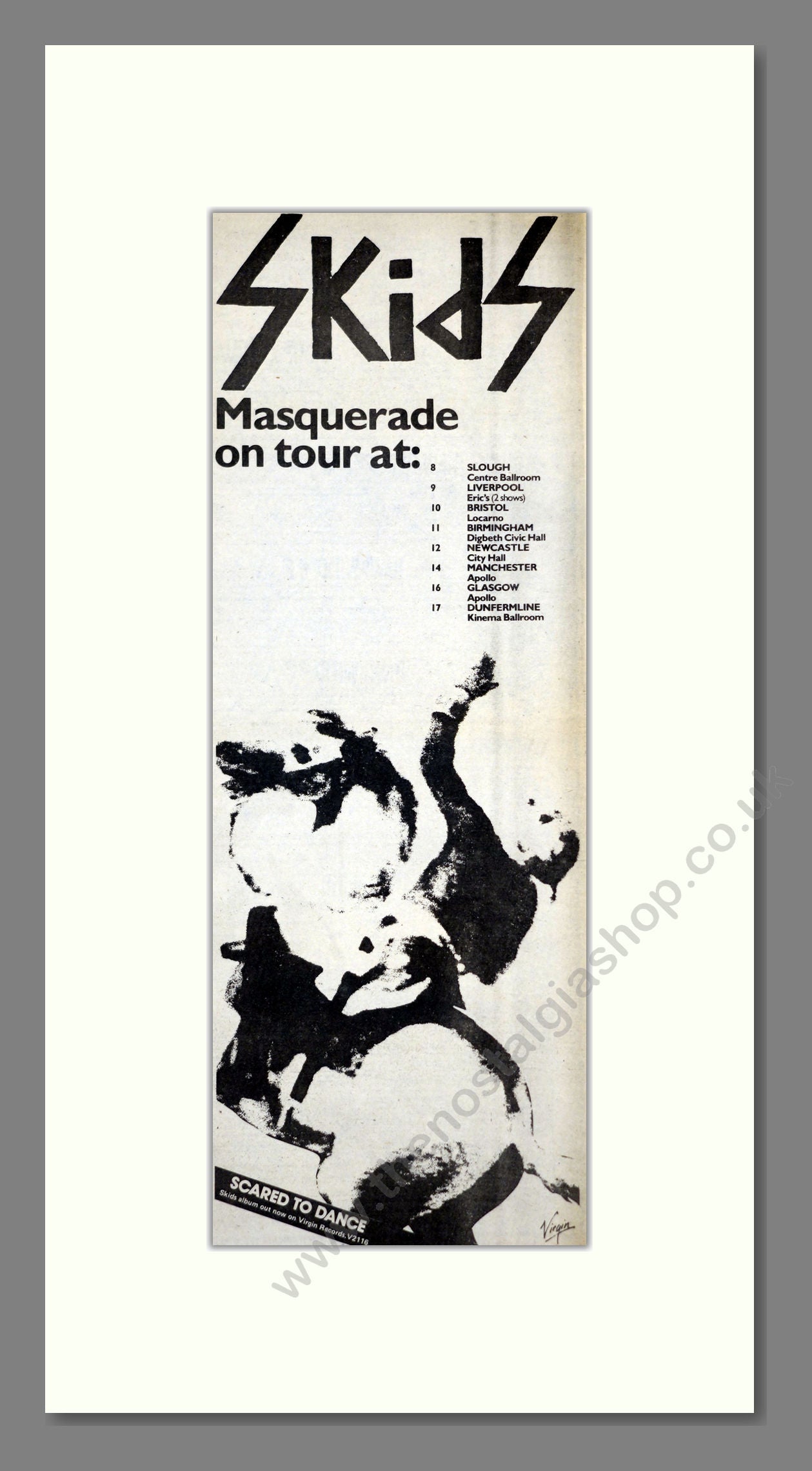 Skids - Masquerade (UK Tour). Vintage Advert 1979 (ref AD201189)