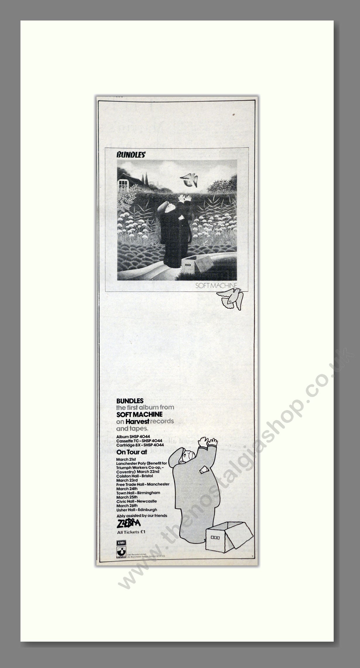 Soft Machine - Bundles UK Tour. Vintage Advert 1975 (ref AD201203)