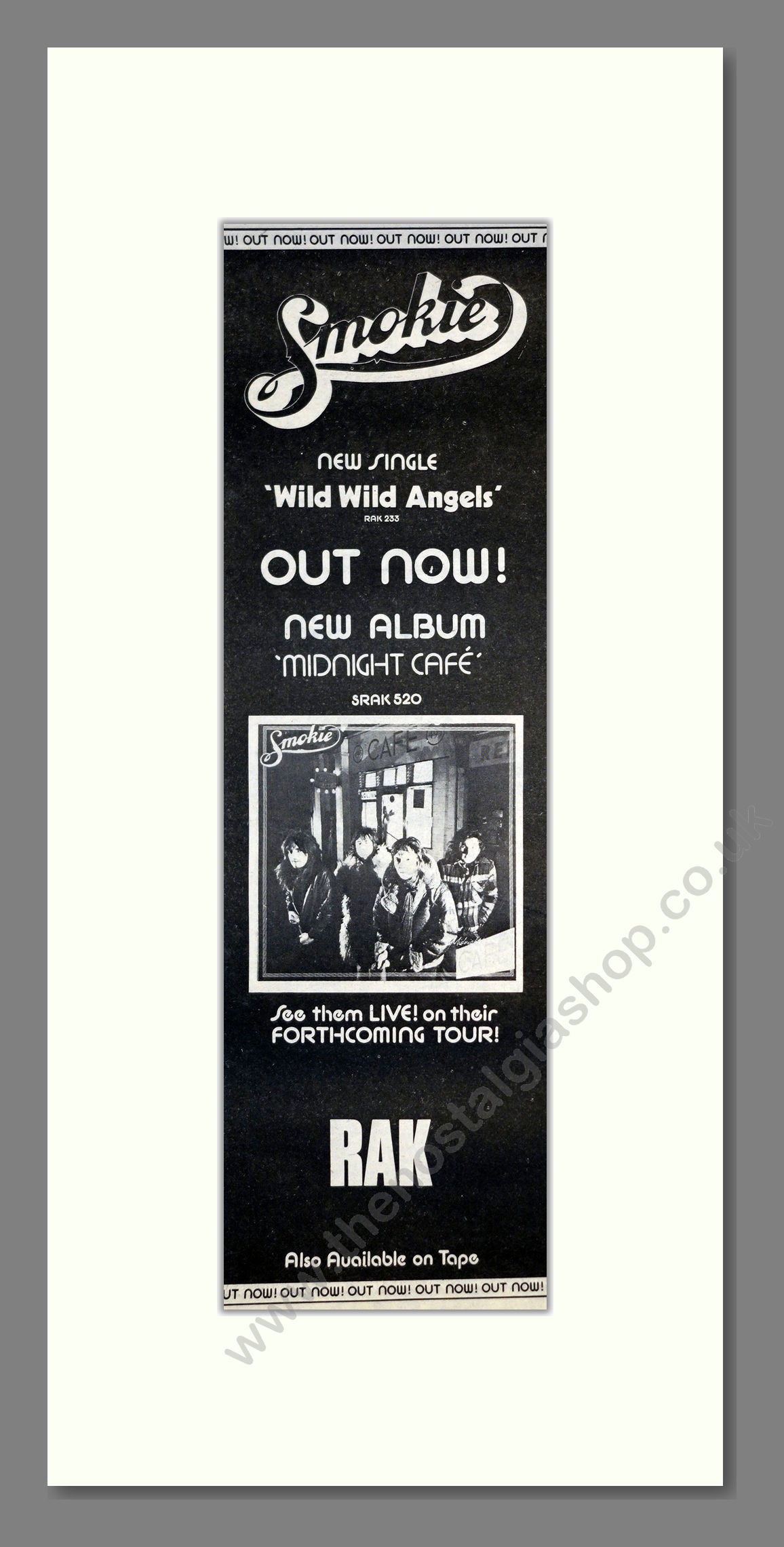 Smokie - Midnight Café. Vintage Advert 1976 (ref AD201215)