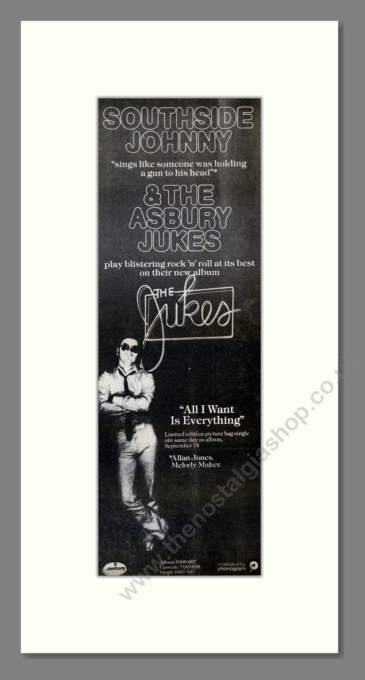 Southside Johnny and The Asbury Jukes - The Jukes. Vintage Advert 1979 (ref AD201221)
