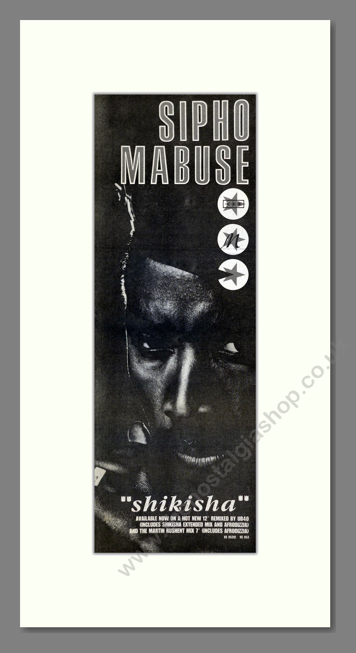 Sipho Mabuse - Shikisha. Vintage Advert 1987 (ref AD201233)
